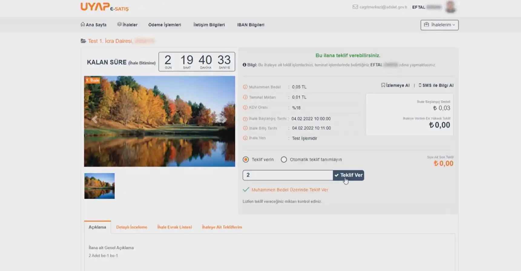 esatis.uyap.gov.tr teklif ekranı