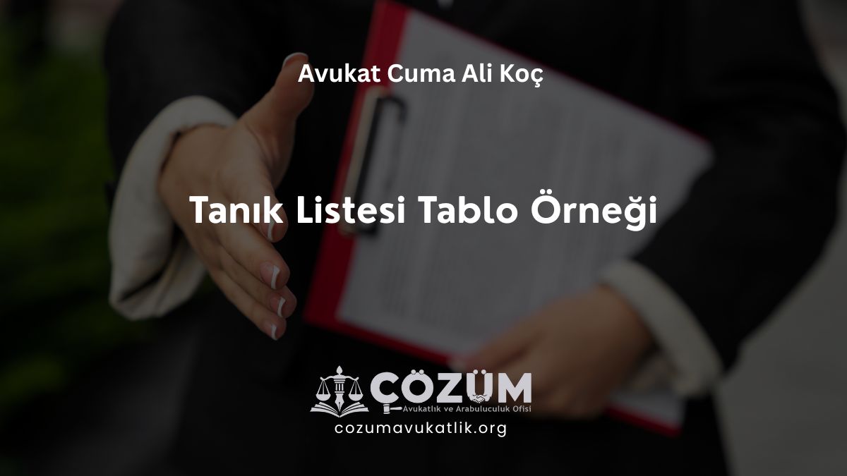 Tanık Listesi Tablo Örneği